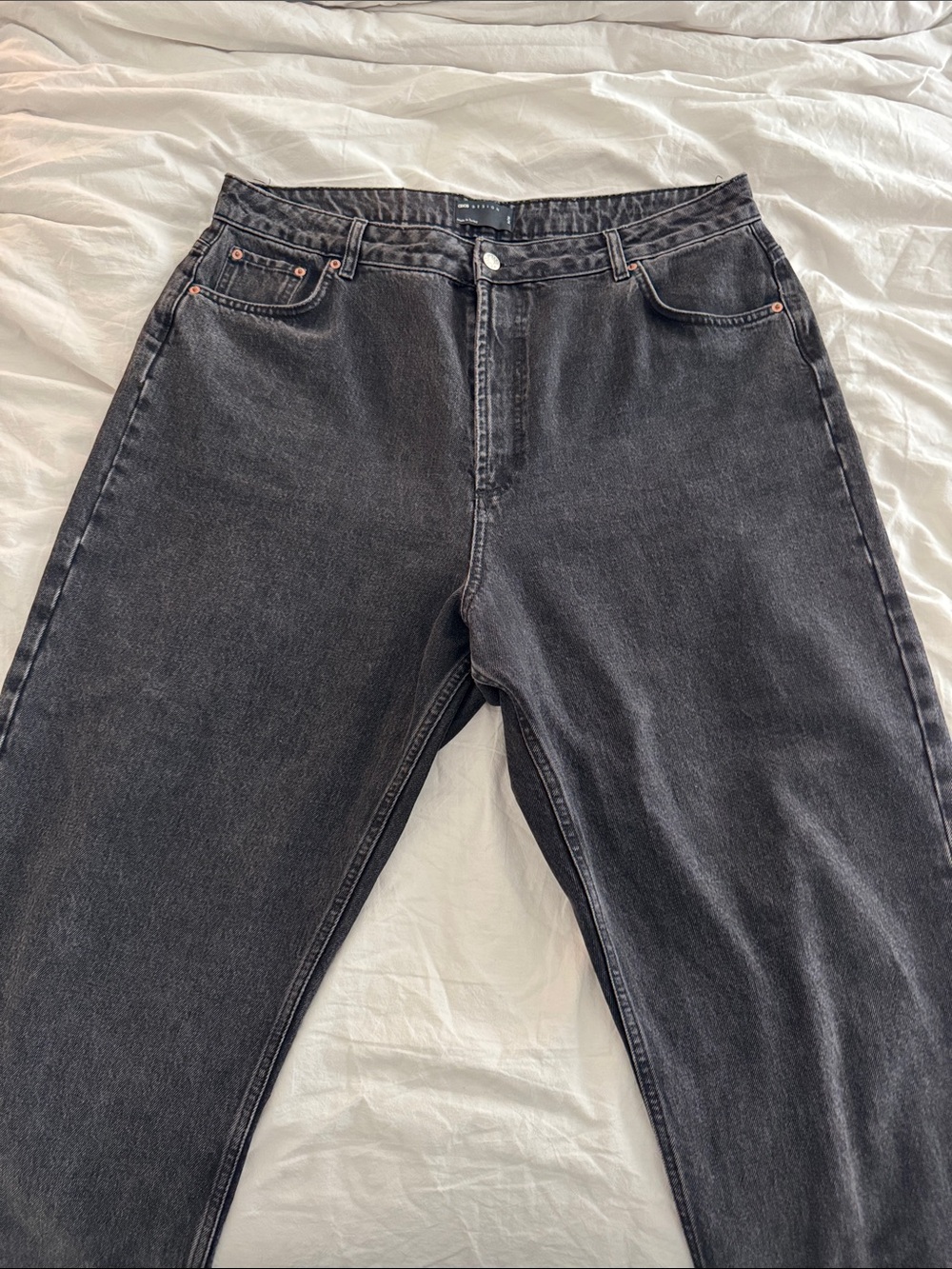 ASOS Black Washed Straight Leg Jeans
